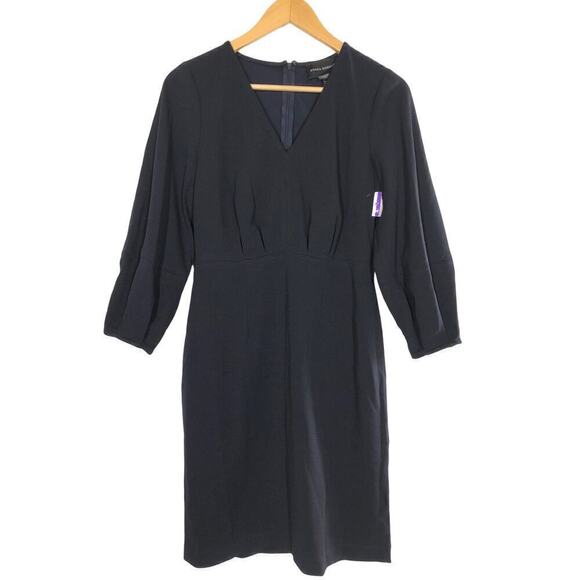 Donna Morgan Dress Puff 3/4 Sleeve V-Neck Bodycon Mini Black NWT Size 4 - Picture 3 of 7